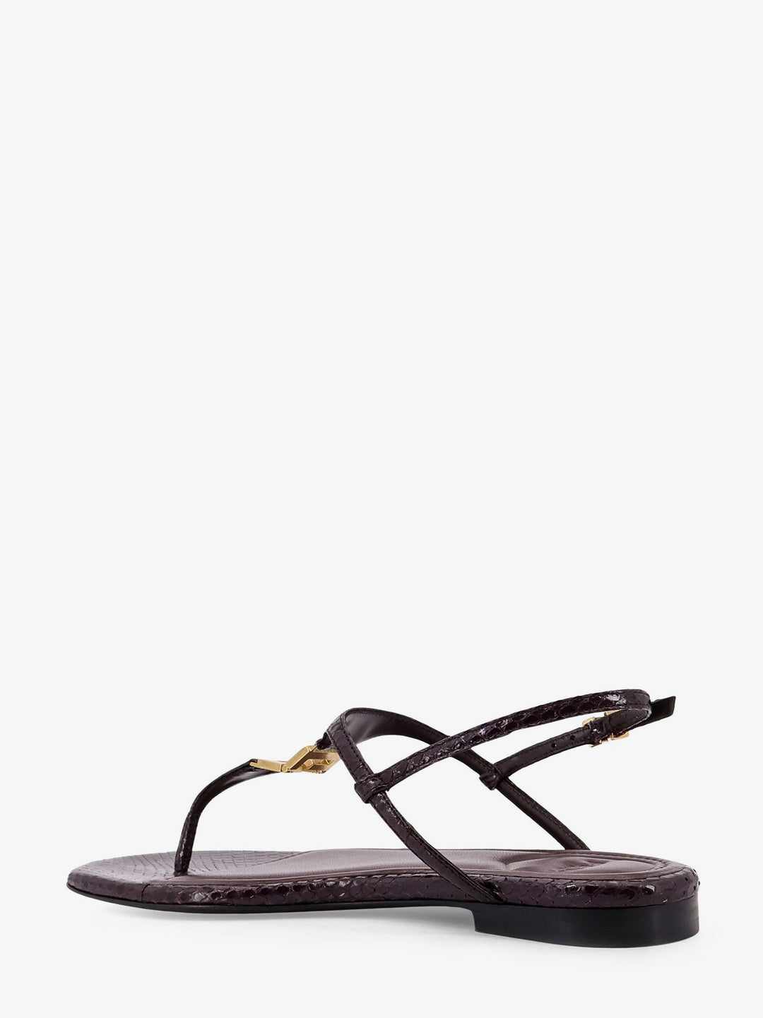 Fendi Women Fold Leather Sandals With Reptile Effect