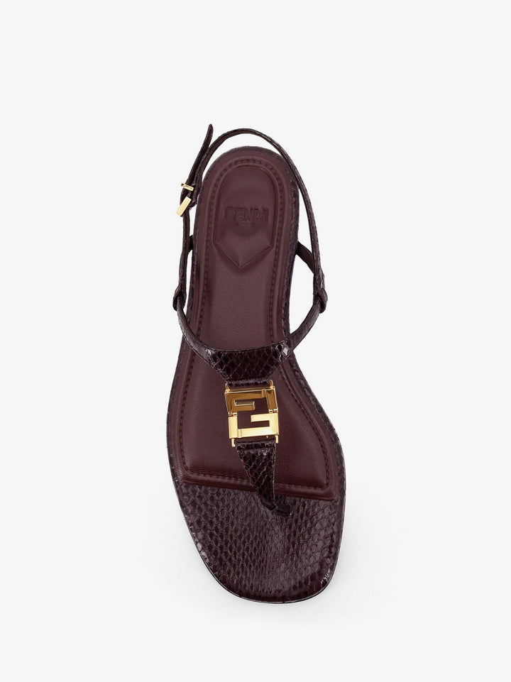 Fendi Women Fold Leather Sandals With Reptile Effect