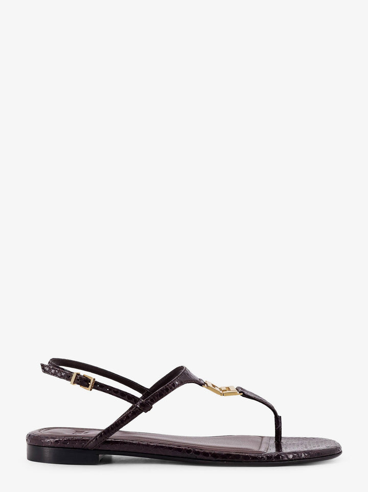 Fendi Women Fold Leather Sandals With Reptile Effect