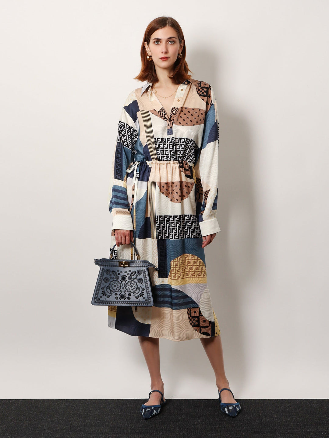 Fendi Women Patchwork Silk Dress