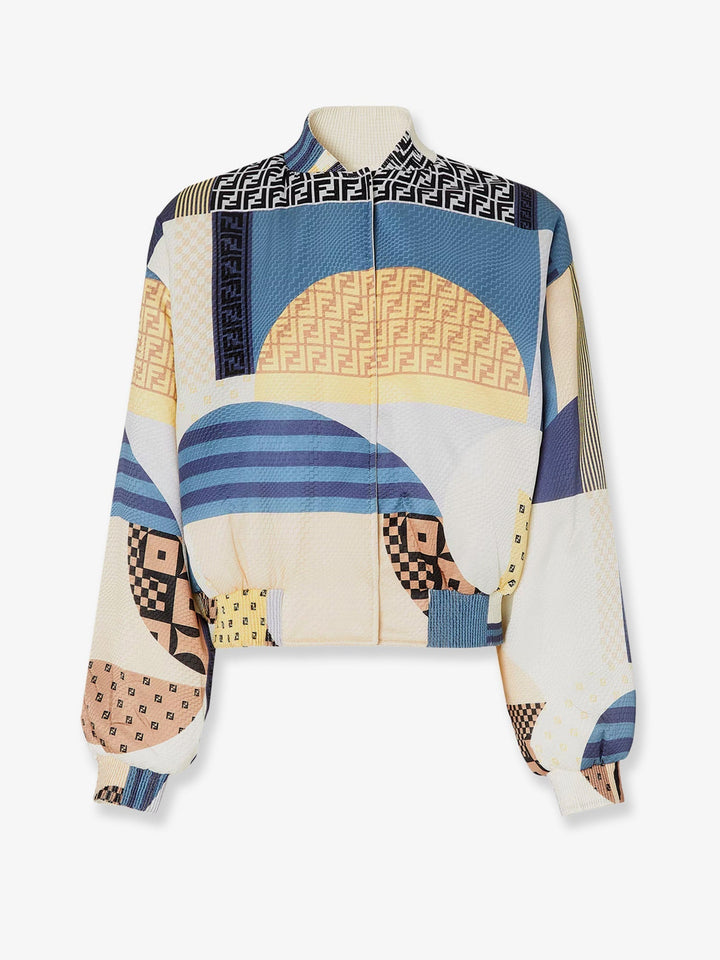 Fendi Women Reversible Patchwork Silk Bomber