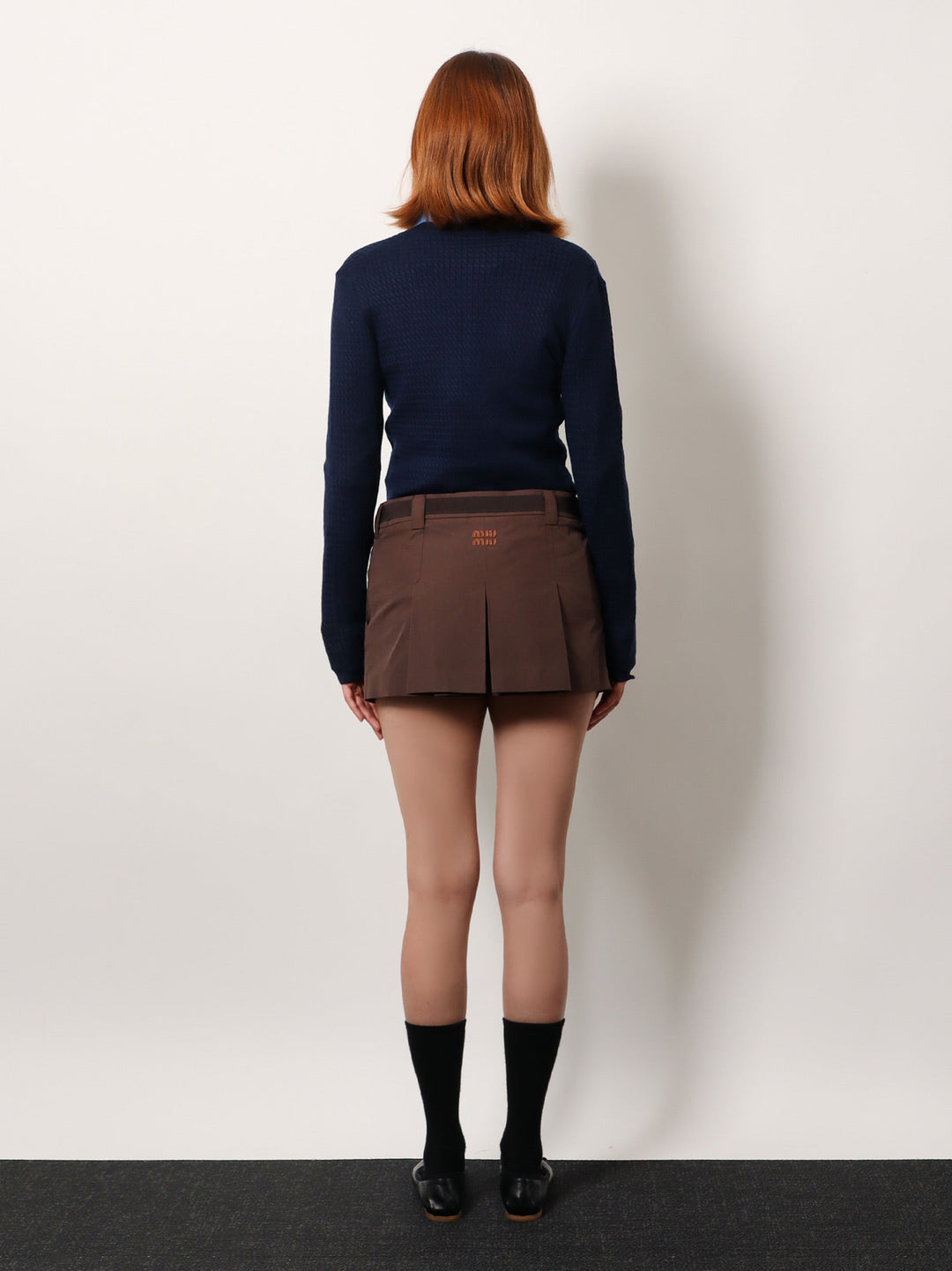 Miu Miu Women Panama Pleated Mini Skirt With Belt