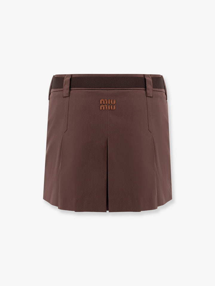 Miu Miu Women Panama Pleated Mini Skirt With Belt