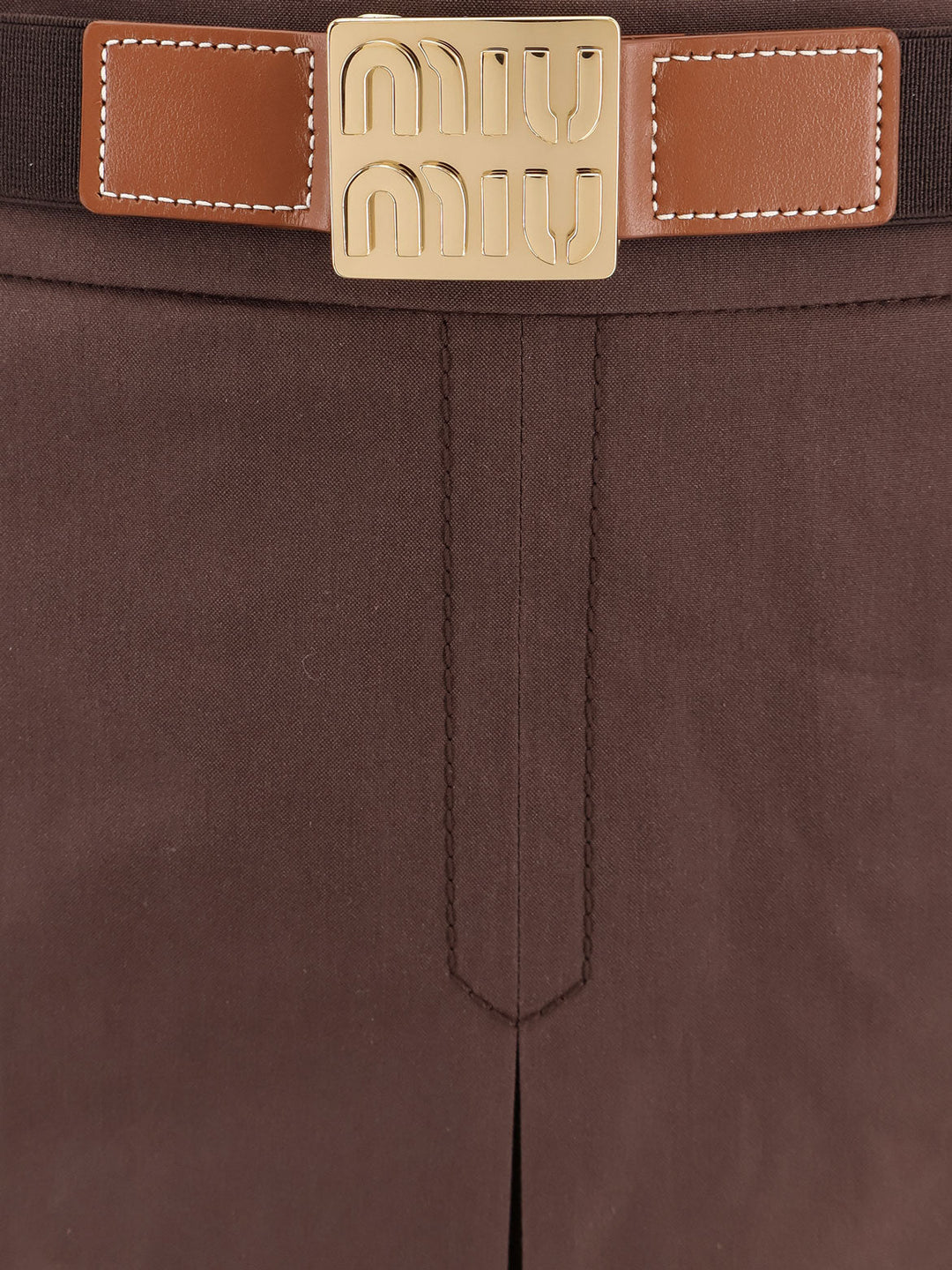 Miu Miu Women Panama Pleated Mini Skirt With Belt