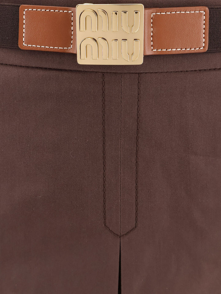 Miu Miu Women Panama Pleated Mini Skirt With Belt