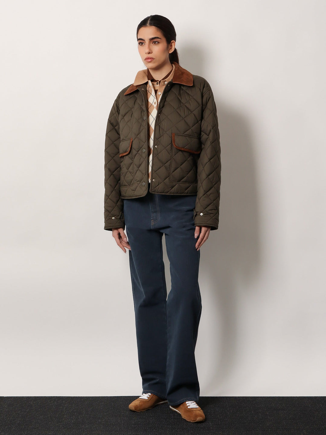 Miu Miu Women Quilted Nylon Jacket With Suede Details
