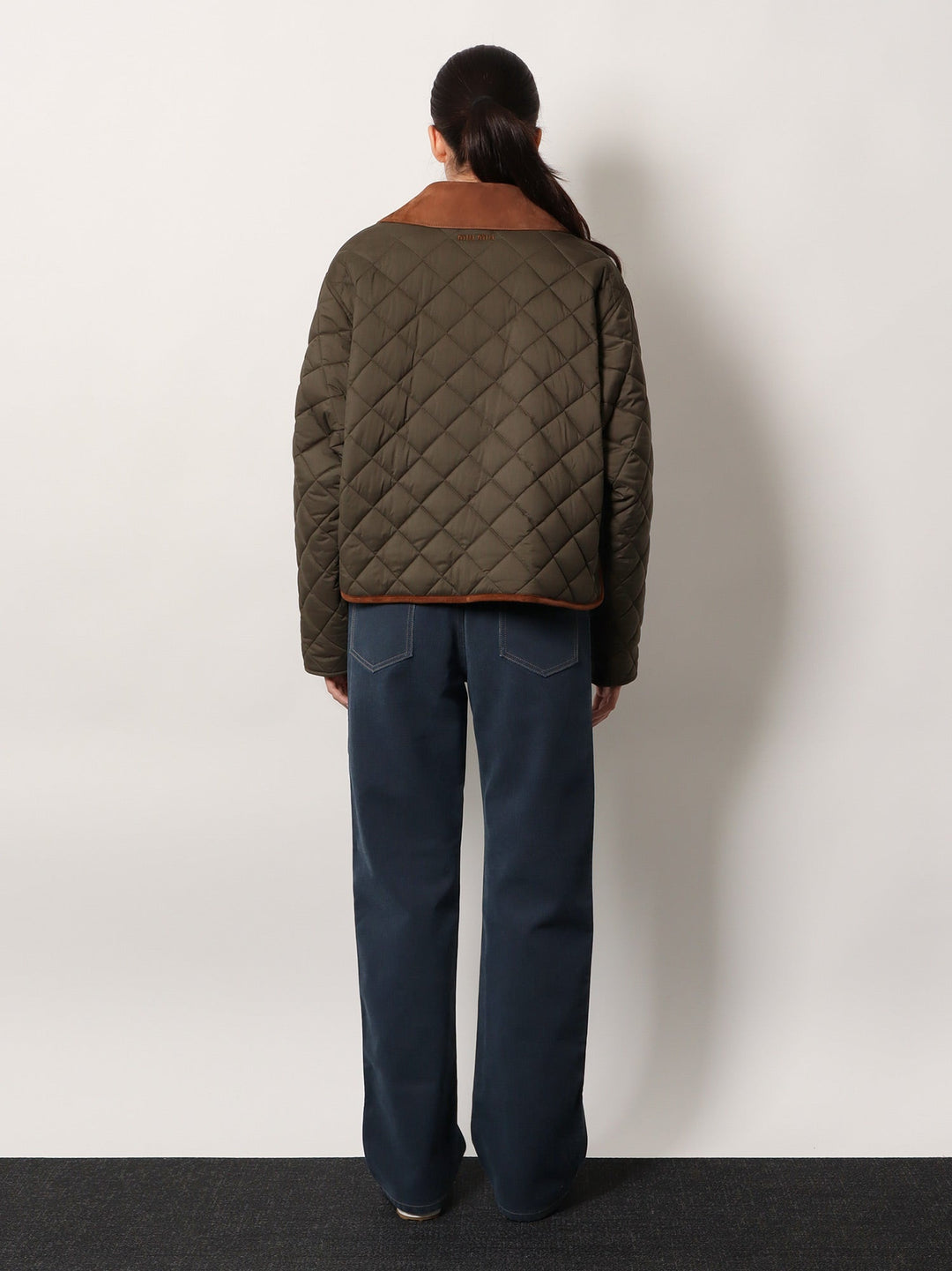 Miu Miu Women Quilted Nylon Jacket With Suede Details