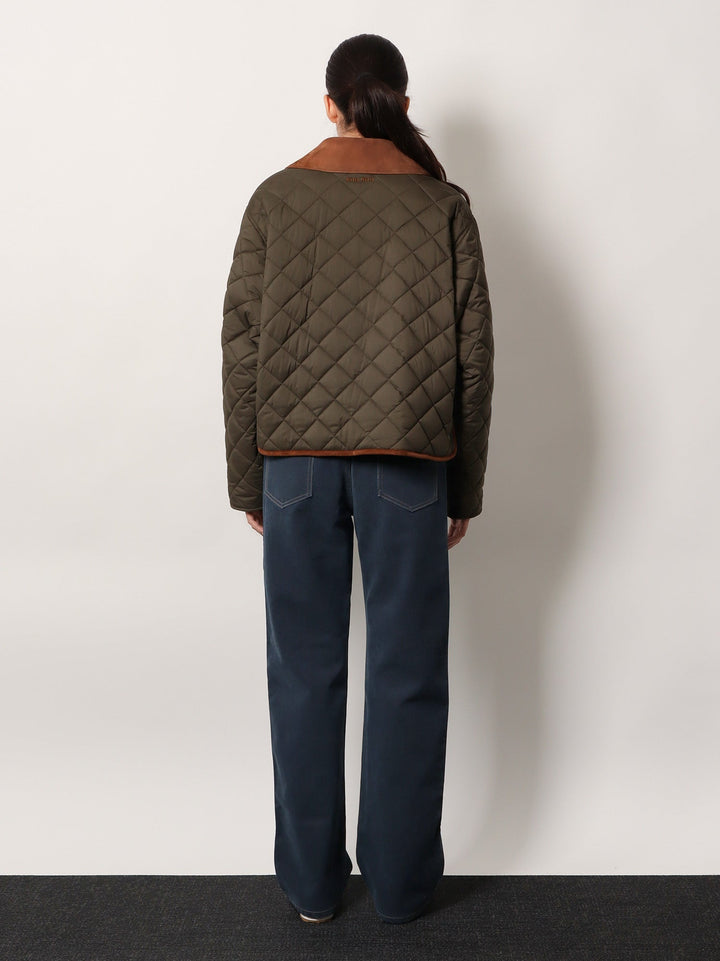 Miu Miu Women Quilted Nylon Jacket With Suede Details