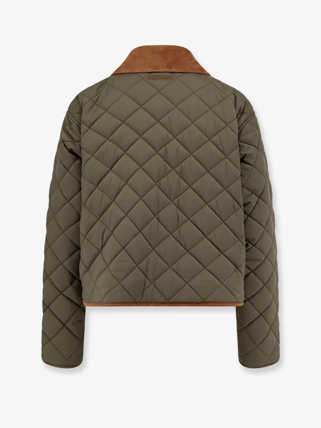Miu Miu Women Quilted Nylon Jacket With Suede Details