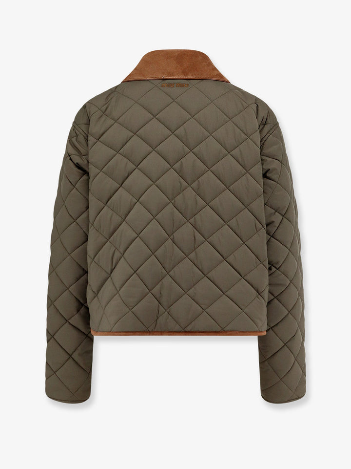 Miu Miu Women Quilted Nylon Jacket With Suede Details