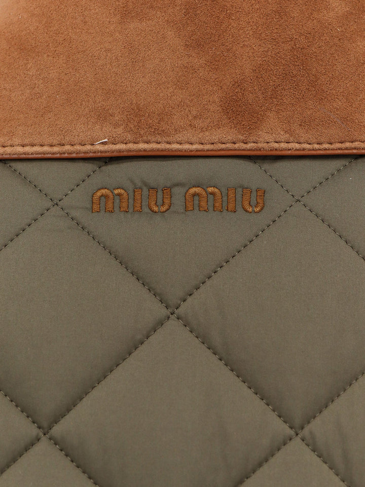 Miu Miu Women Quilted Nylon Jacket With Suede Details