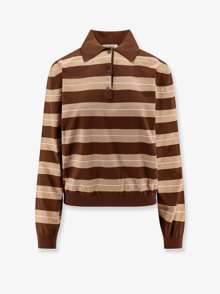 Miu Miu Women Striped Cotton Polo Shirt