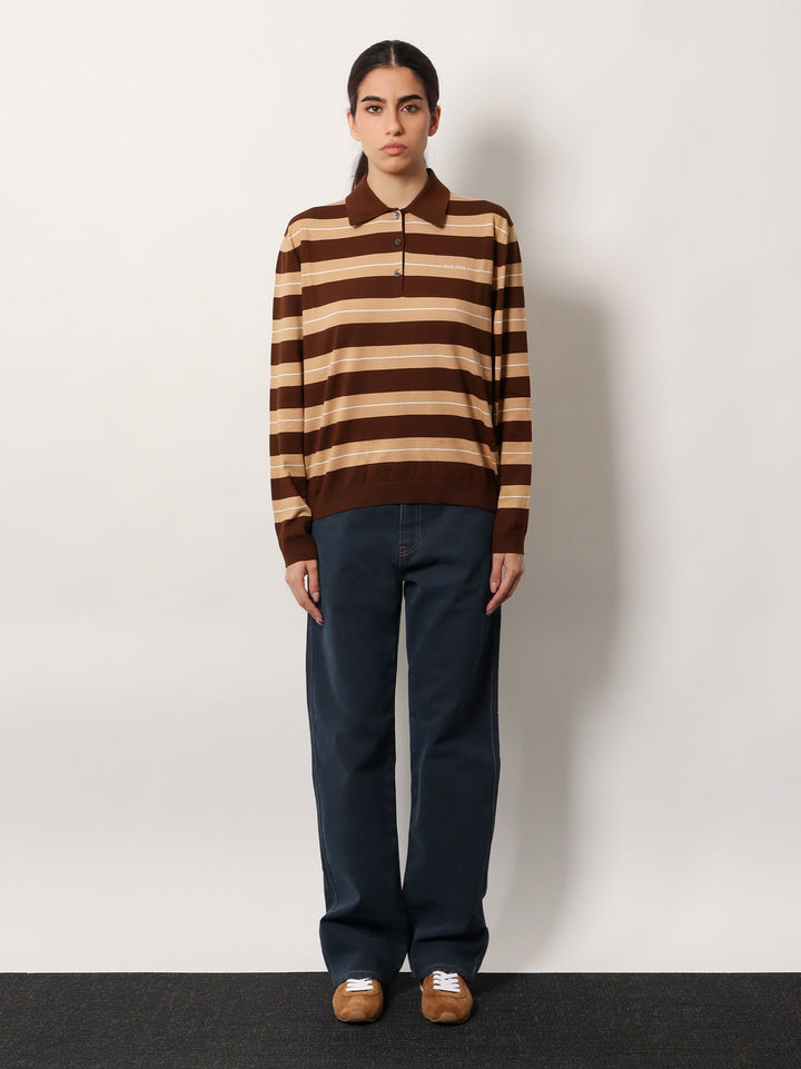 Miu Miu Women Striped Cotton Polo Shirt