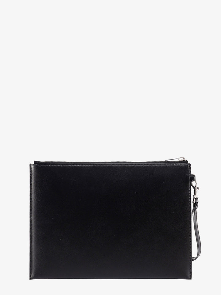 Saint Laurent Men Leather Clutch With Monogram Detail