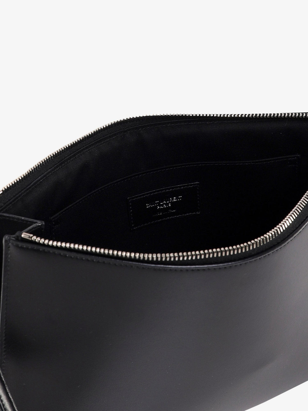 Saint Laurent Men Leather Clutch With Monogram Detail