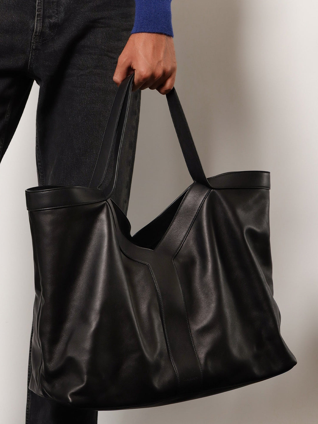 Saint Laurent Men Y Oversize Leather Tote Bag