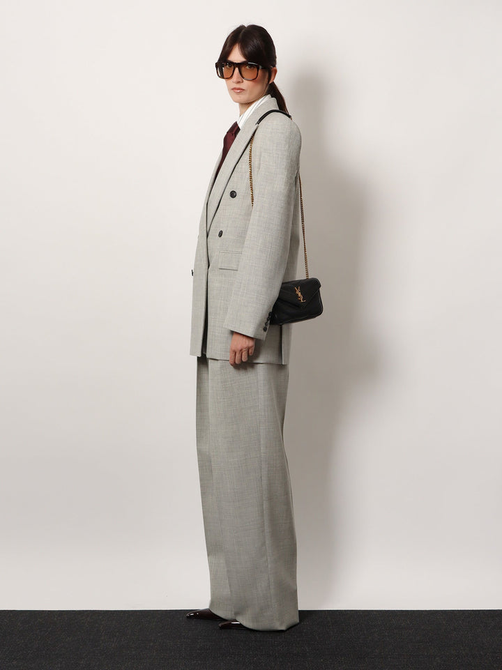 Saint Laurent Women Loulou Mini Leather Shoulder Bag With Chevron Stitchings