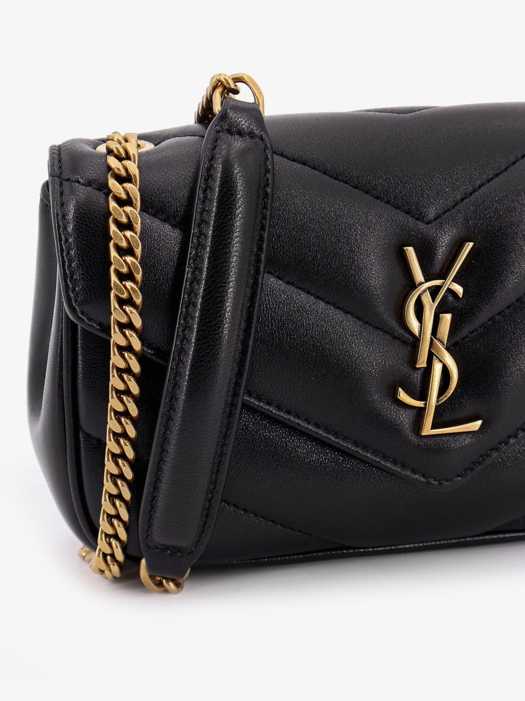 Saint Laurent Women Loulou Mini Leather Shoulder Bag With Chevron Stitchings