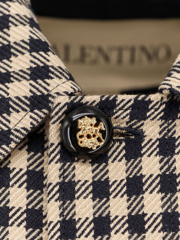 Valentino Men Wool And Cotton Coat With Vichy Motif