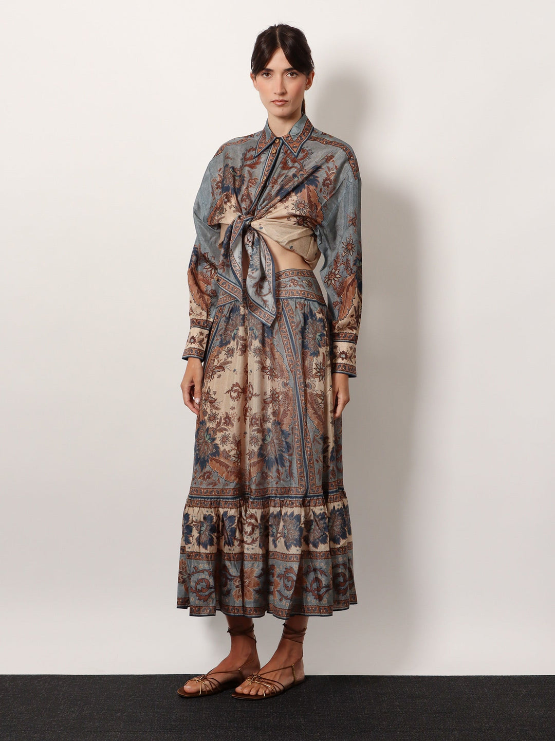Zimmermann Women Ascension Tiered Midi Skirt