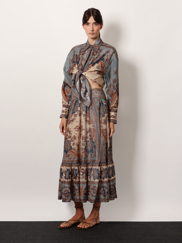 Zimmermann Women Ascension Tiered Midi Skirt