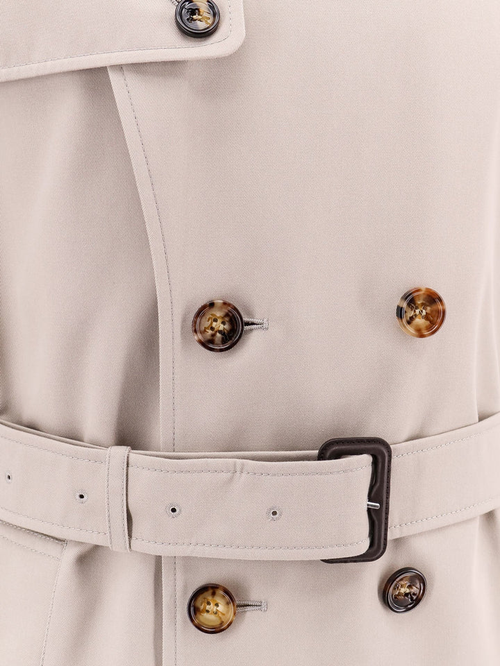 Burberry Men Cotton Blend Trench With Check Lining