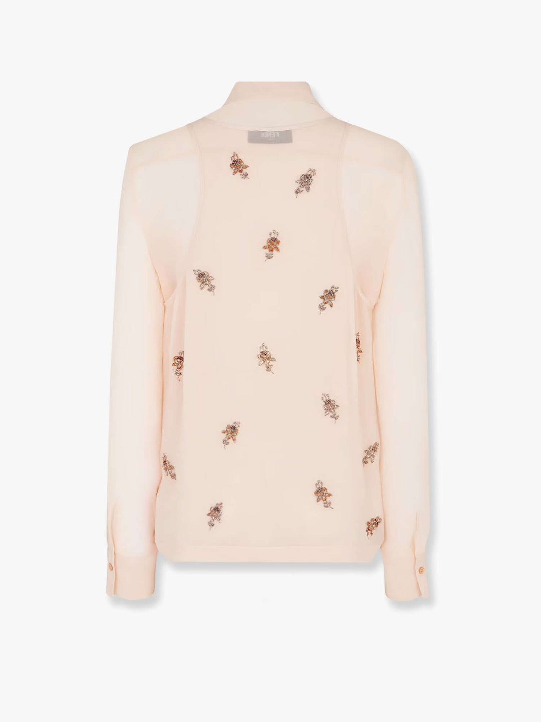 Fendi Women Georgette Top With Rhinestones And Sequins Embroidery