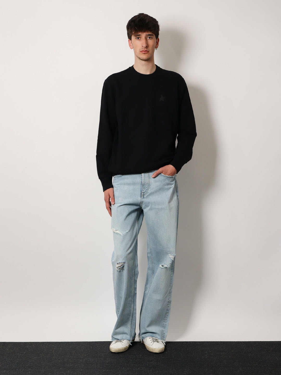 Golden Goose Deluxe Brand Men Cotton Sweatshirt With Iconic Frontal Star