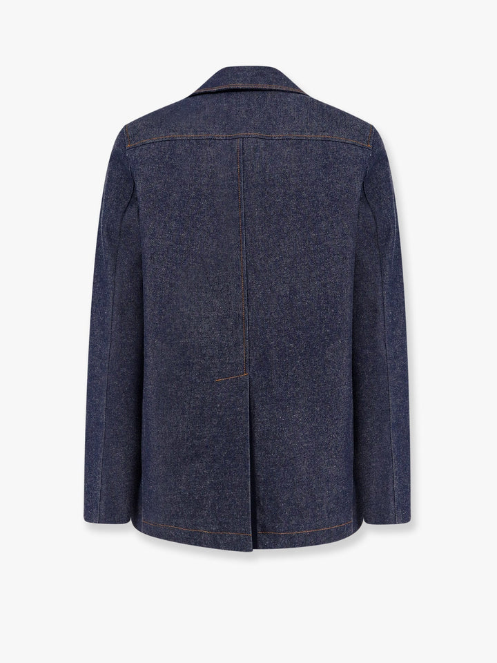 Gucci Men Denim Peacoat With Contrasting Stitching