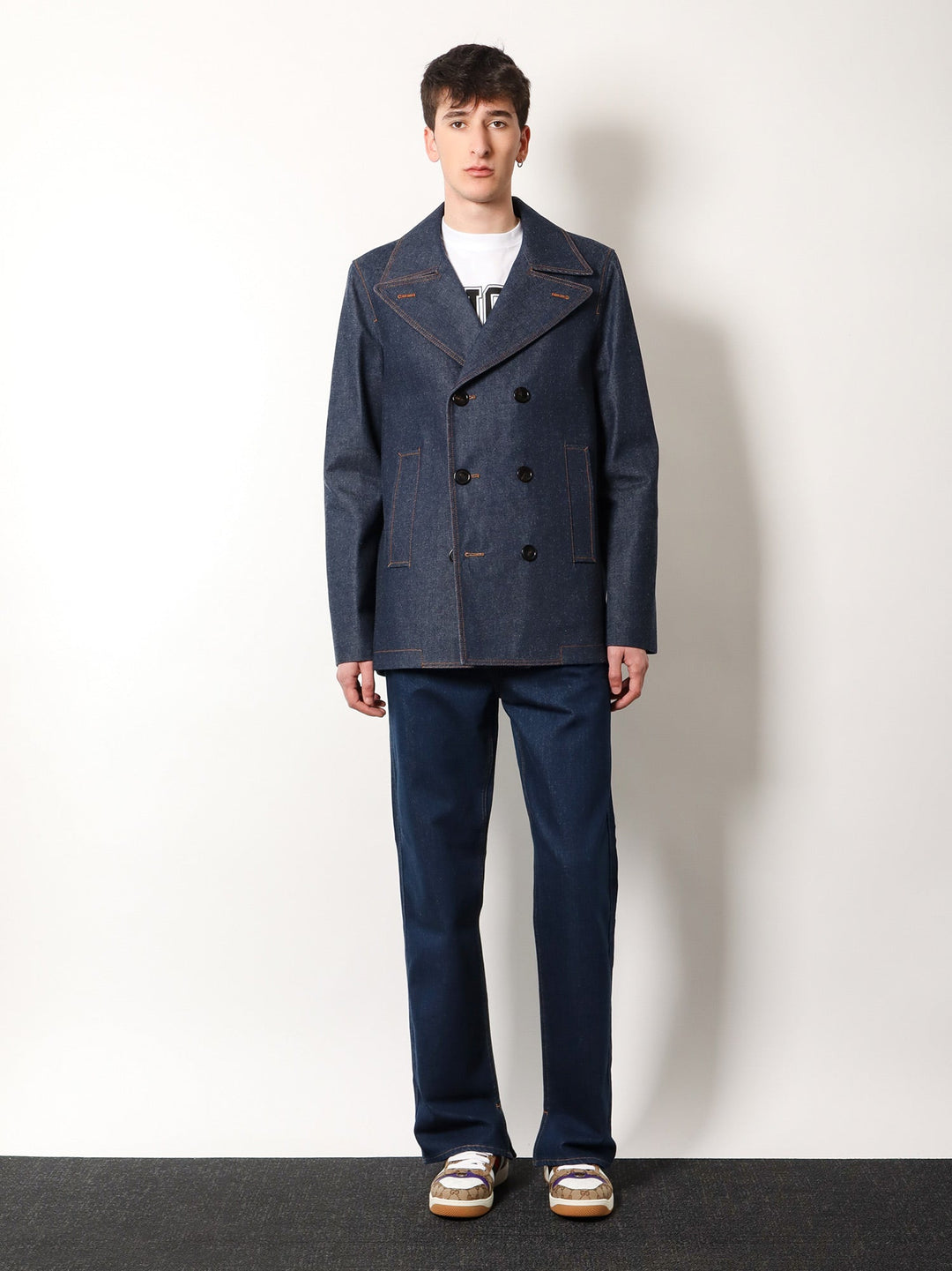 Gucci Men Cotton Jeans With Back Floral Print