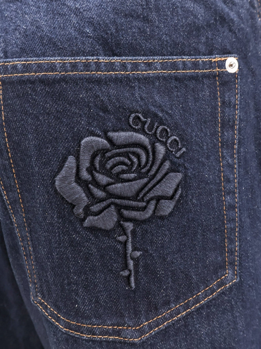 Gucci Men Cotton Jeans With Back Floral Print