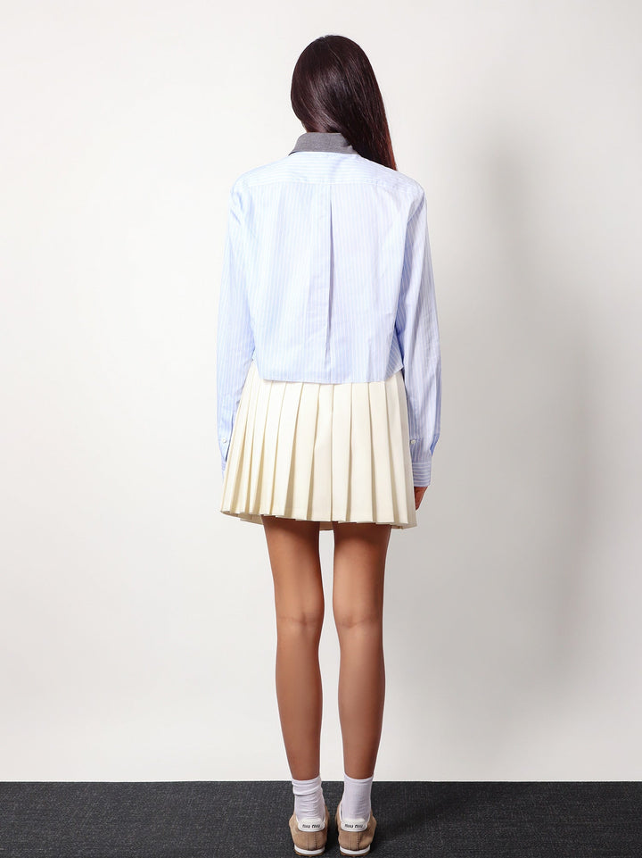 Miu Miu Women Plisse Wool And Mohair Skirt