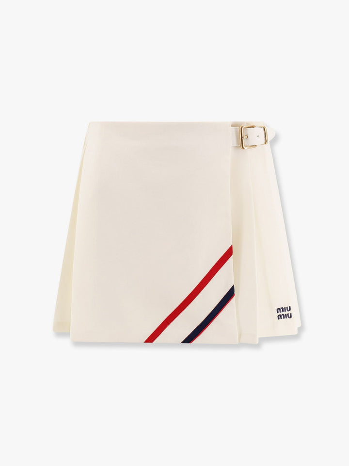 Miu Miu Women Plisse Wool And Mohair Skirt