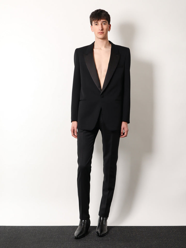 Saint Laurent Men Certified Wool Blazer With Satin Lapel