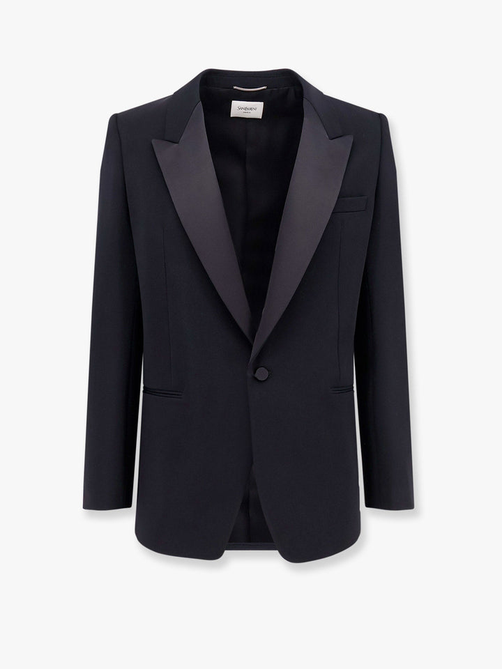 Saint Laurent Men Certified Wool Blazer With Satin Lapel