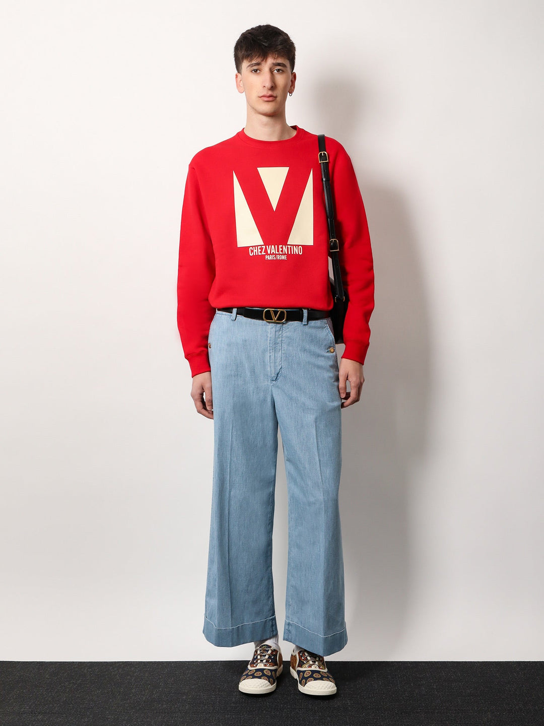Valentino Men Cotton Sweatshirt With Frontal Chez Valentino Print