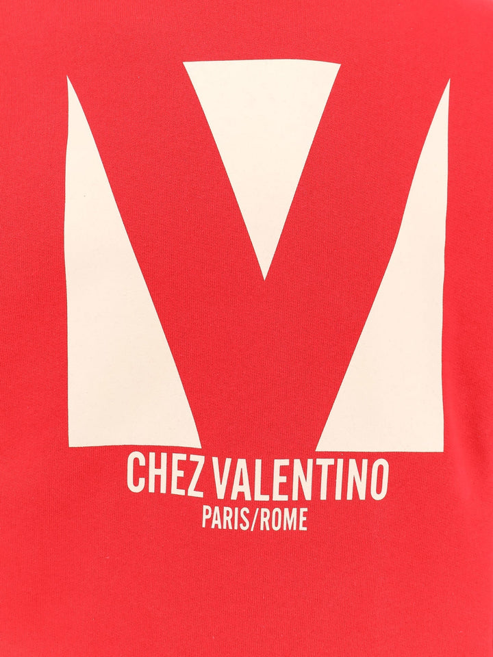 Valentino Men Cotton Sweatshirt With Frontal Chez Valentino Print