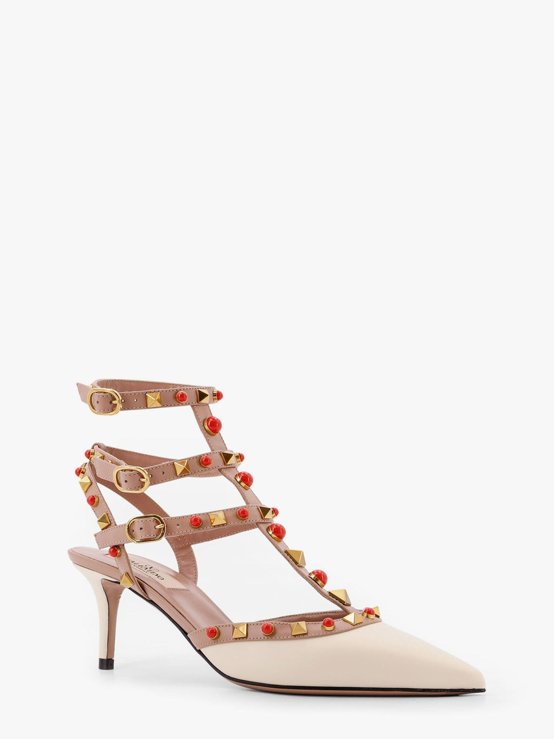 Valentino Garavani Women Rockstud Leather Slingback With Cabochon Stones
