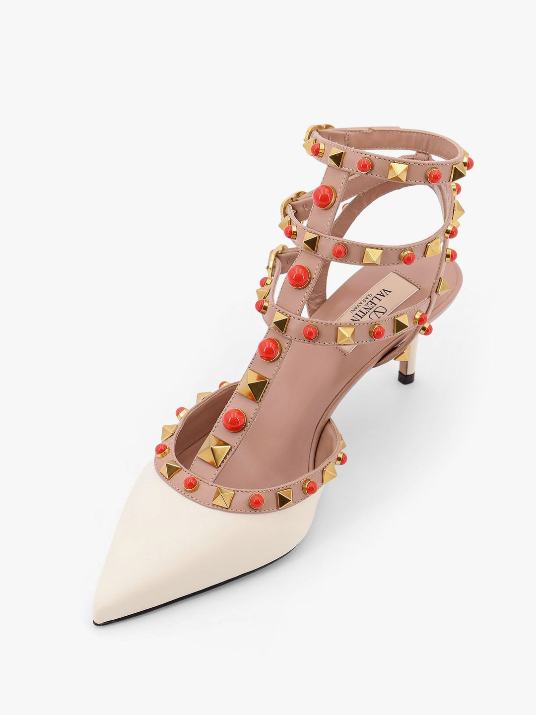 Valentino Garavani Women Rockstud Leather Slingback With Cabochon Stones