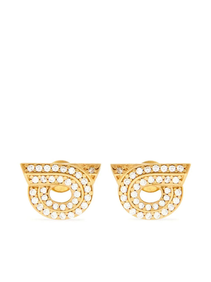 Ferragamo Women Gancini Earrings With Rhinestones - Size 14