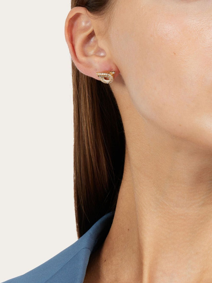 Ferragamo Women Gancini Earrings With Rhinestones - Size 14