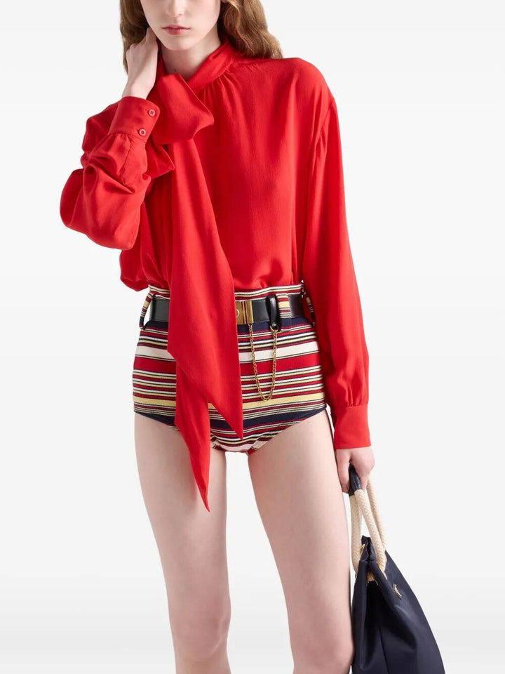 Prada Women Marocain Silk Shirt