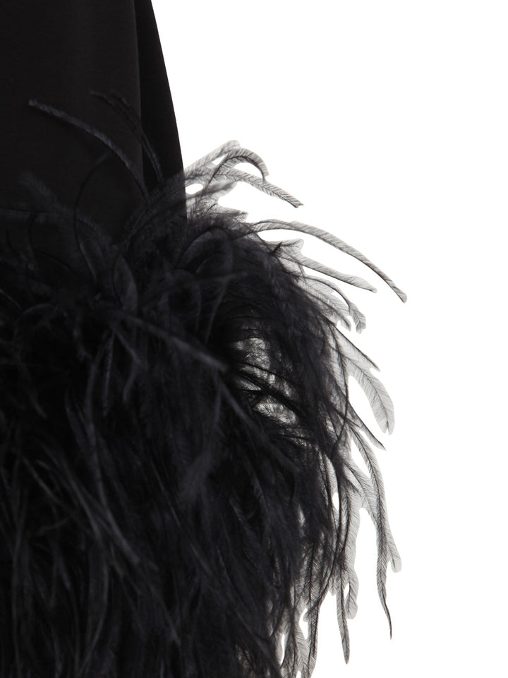 The Attico Women Fujiko Compact Techno Jersey With Ostrich Boa Feathers Mini Dress