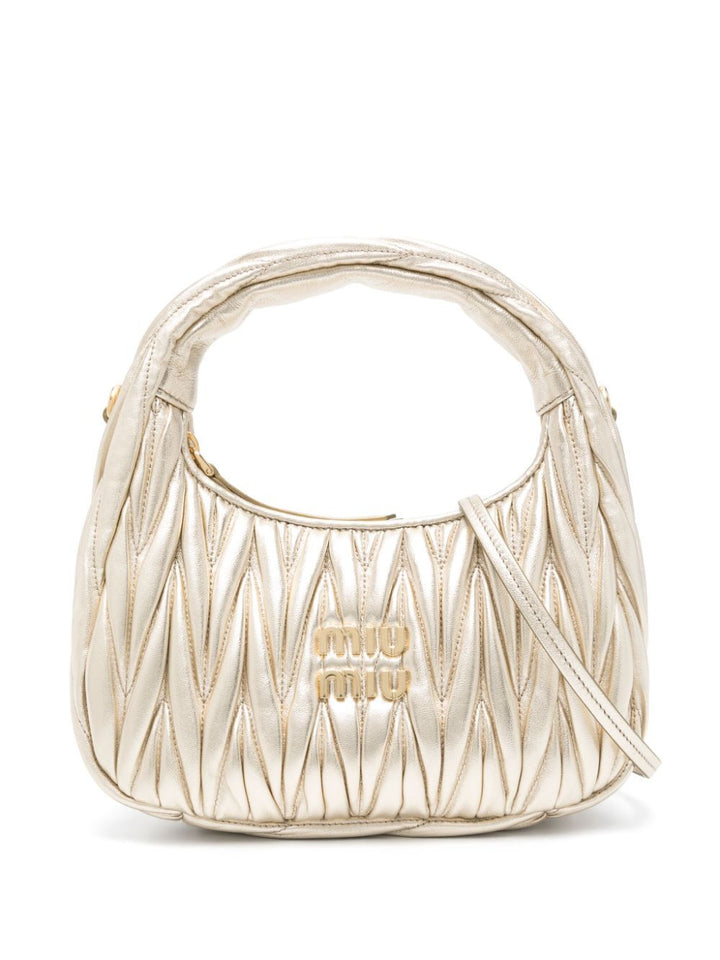 Miu Miu Women Wander Matelassé Nappa Leather Small Hobo Bag
