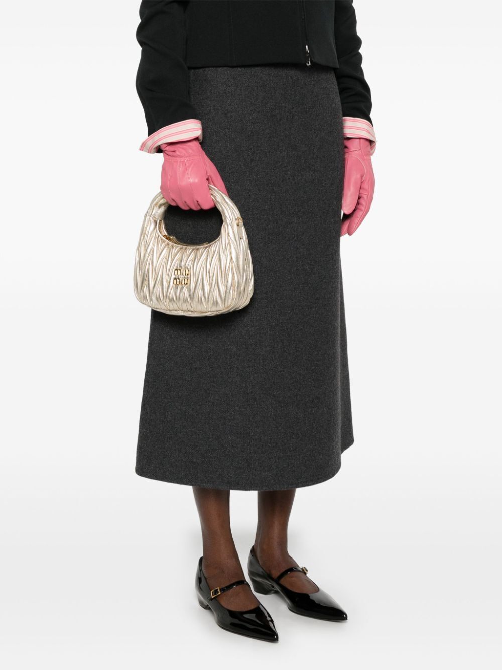 Miu Miu Women Wander Matelassé Nappa Leather Small Hobo Bag