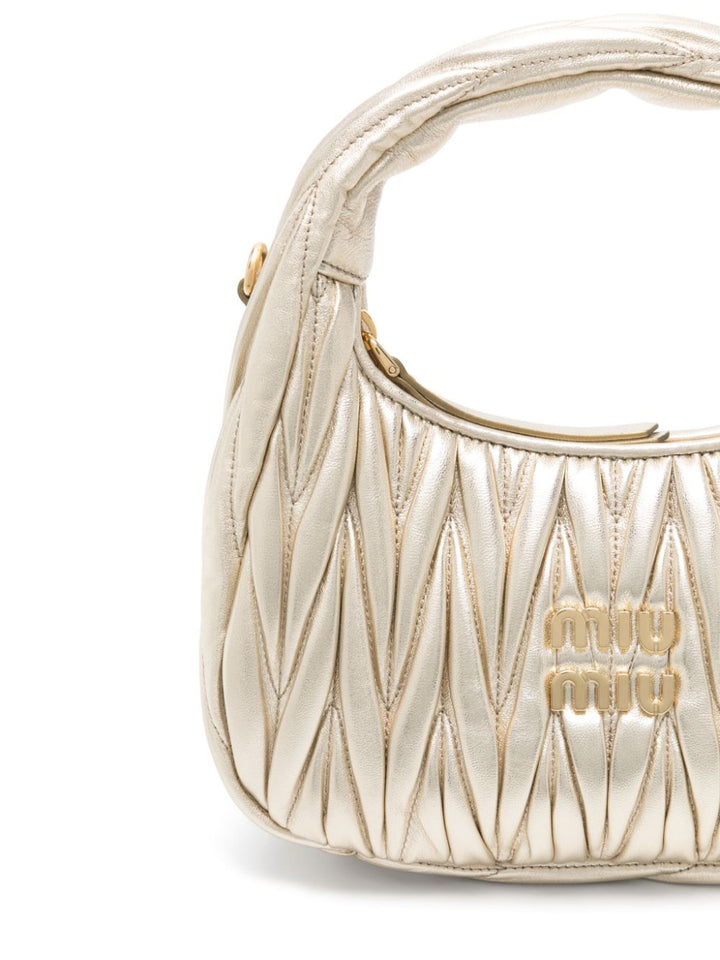 Miu Miu Women Wander Matelassé Nappa Leather Small Hobo Bag