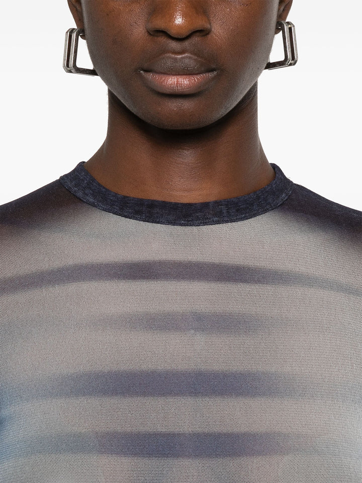 Jean Paul Gaultier Women Mesh Crew Neck Long Dress Printed "Le Mâle"
