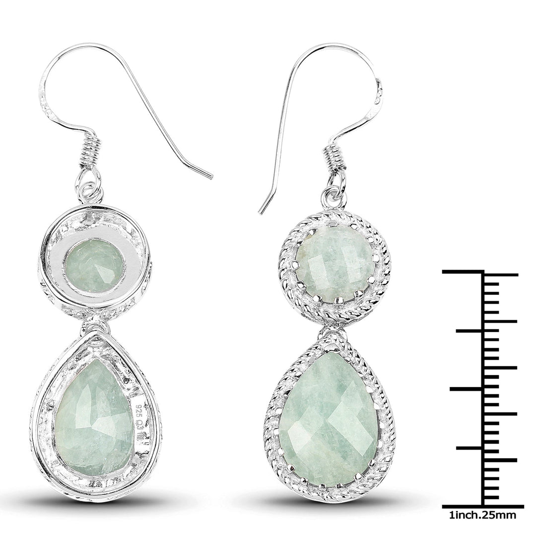 11.82 Carat Genuine Aquamarine .925 Sterling Silver Earrings