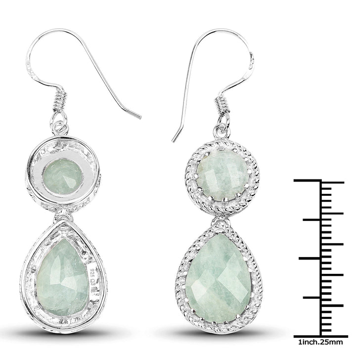 11.82 Carat Genuine Aquamarine .925 Sterling Silver Earrings
