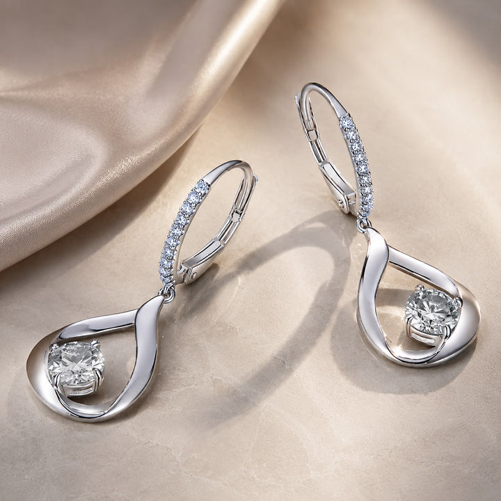 925 Sterling Silver Moissanite 0.5ct Earrings with Pavé Setting, Size 30*11mm for Women